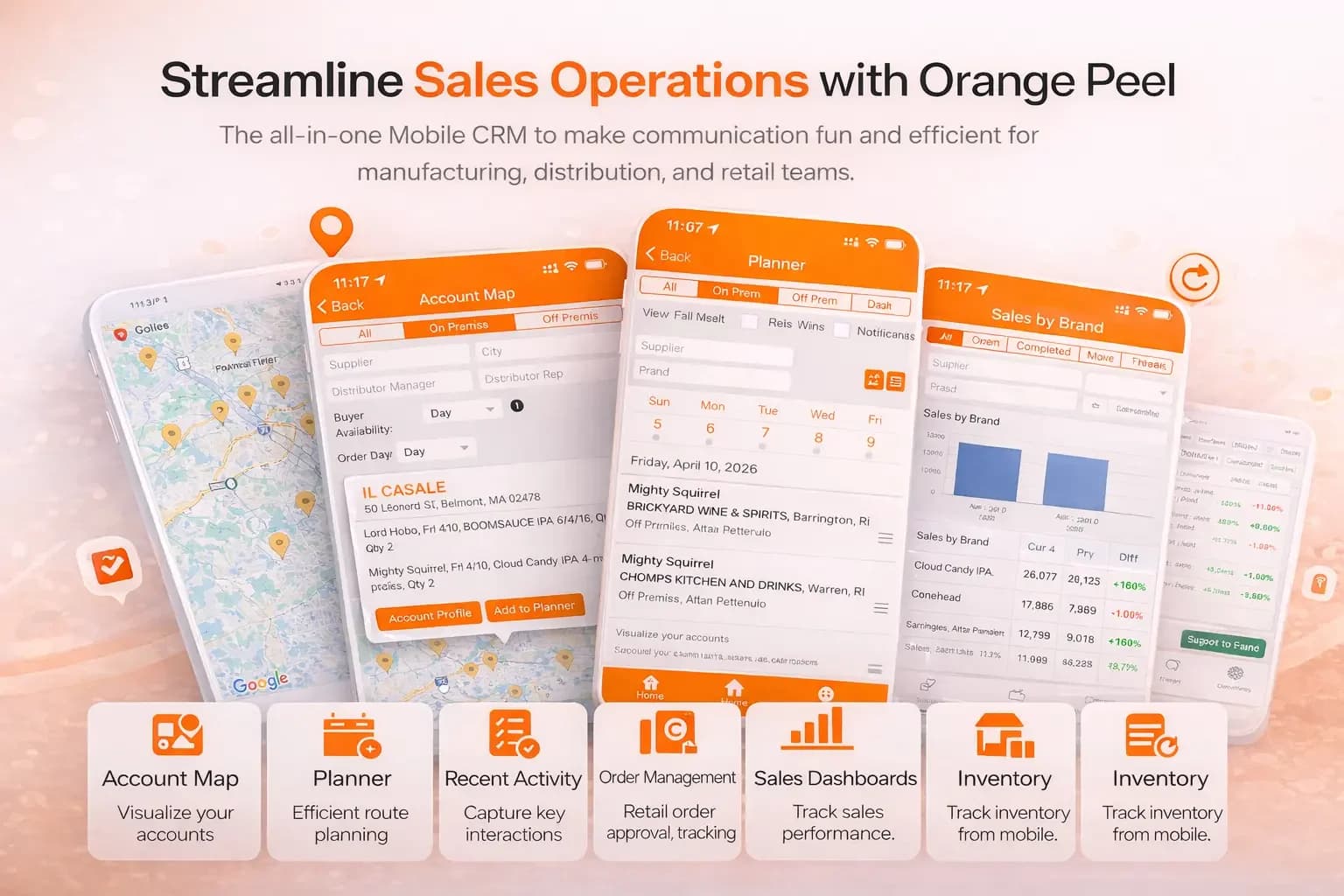 Orange Peel — End-to-End Mobile CRM for Beverage Distribution hero